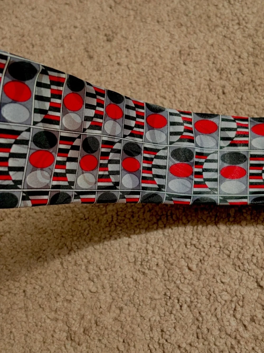 Vintage Christian Dior Tie Jeune Homme 80s Geometric Optical Illusion Gray & Red